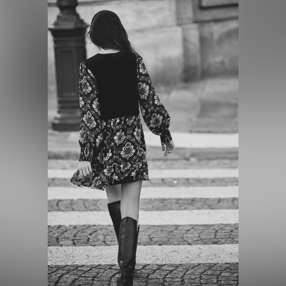 ZARA ~ PRINTED DRESS WITH VEST - Picture 4 of 10